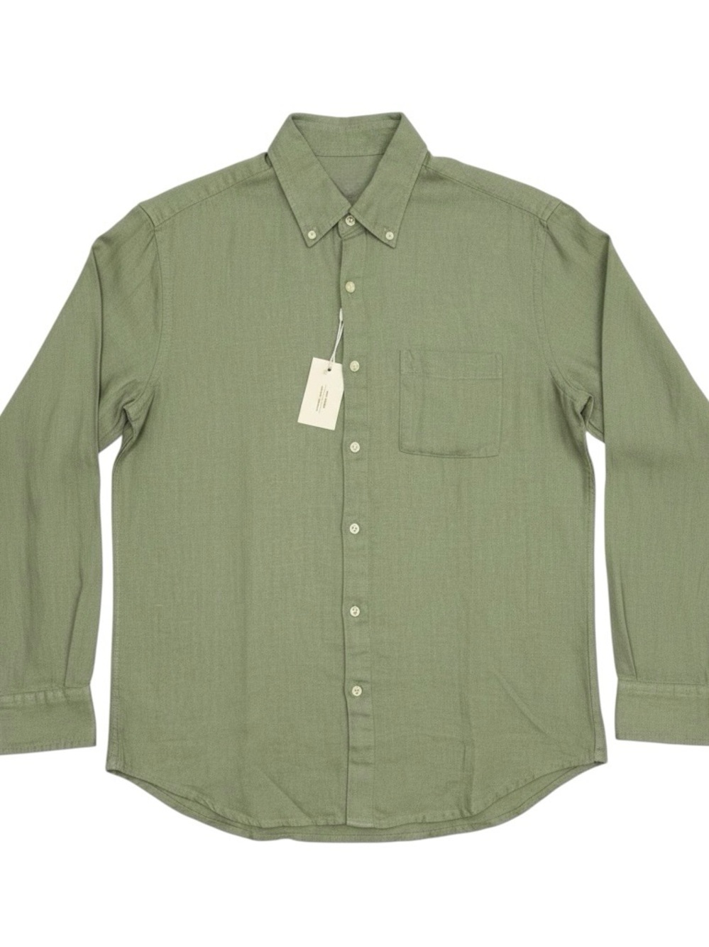 Alex Crane 100% Linen Moss Green Long Sleeve Button Down Shirt NWT Size Large